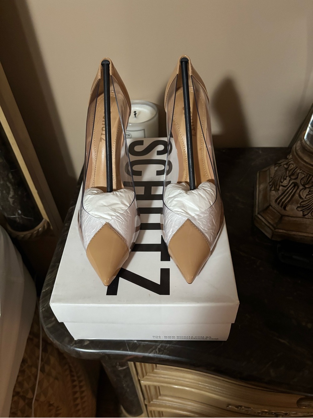 NWT - Schutz - Nude Patent Pointed Toe Pumps - Picture 2 of 5